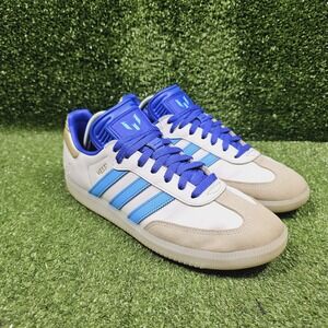 adidas Samba Lionel Messi White Blue Gold Athletic Indoor Soccer Shoes Mens 8.5